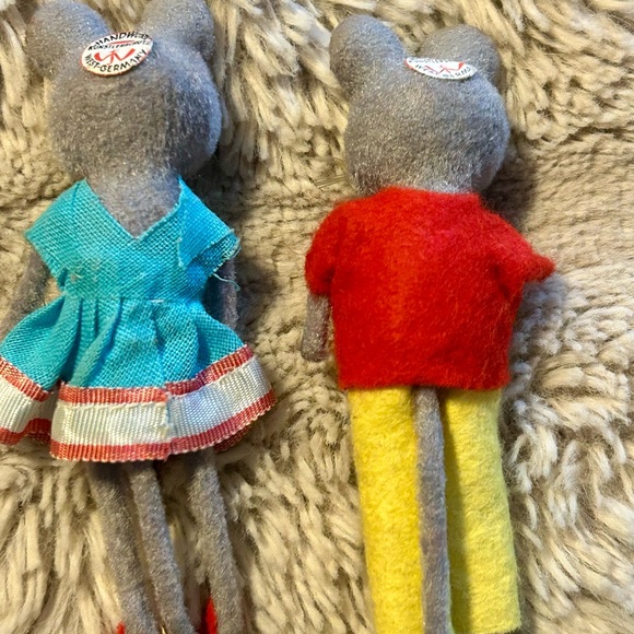Vintage Wagner Kunstlerschutz West Germany Mouse Mice Couple Dressed Felt - Picture 2 of 9